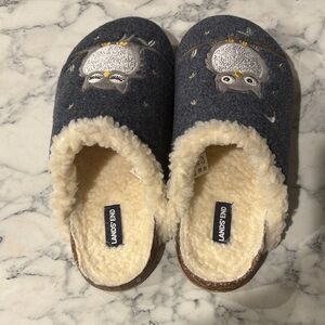 Lands' End Charcoal Owl Slippers